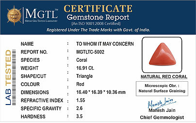 Red Coral - 16.91 Carats (Moonga - 18.43 Ratti)