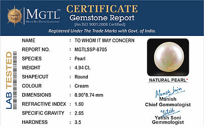 South Sea Pearl - 4.94 Carats (Moti - 5.38 Ratti)