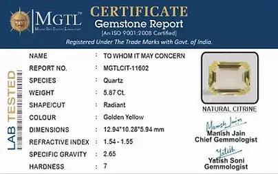 Citrine - 5.87 Carats (Sunela - 6.40 Ratti)