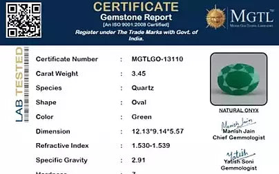 Green Onyx - 3.45 Carats