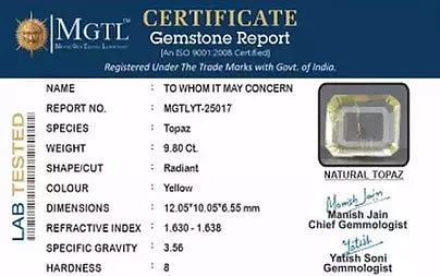 Yellow Topaz - 9.80 Carats