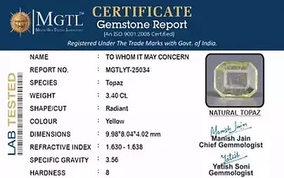 Yellow Topaz - 3.40 Carats