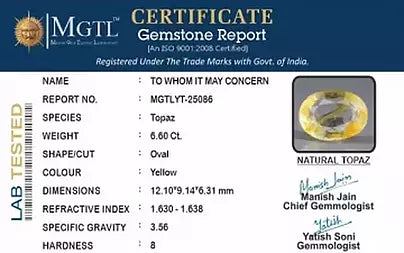 Yellow Topaz - 6.60 Carats