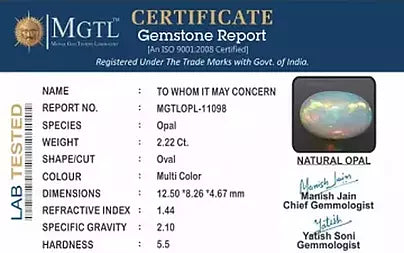 Opal - 2.22 Carats (Dudhiya Pathar - 2.44 Ratti)