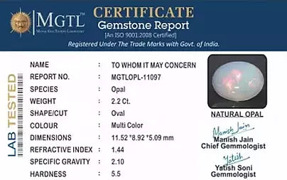 Opal - 2.20 Carats (Dudhiya Pathar - 2.42 Ratti)
