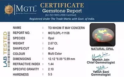 Opal - 2.67 Carats (Dudhiya Pathar - 2.94 Ratti)
