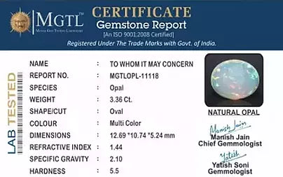 Opal - 3.36 Carats (Dudhiya Pathar - 3.69 Ratti)