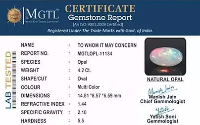 Opal - 4.20 Carats (Dudhiya Pathar - 4.62 Ratti)