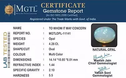 Opal - 4.26 Carats (Dudhiya Pathar - 4.68 Ratti)
