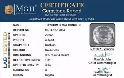 White Zircon (Jarkan) - 4.34 Carats