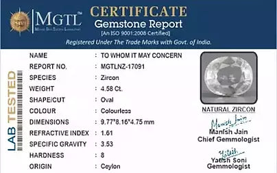 White Zircon (Jarkan) - 4.58 Carats