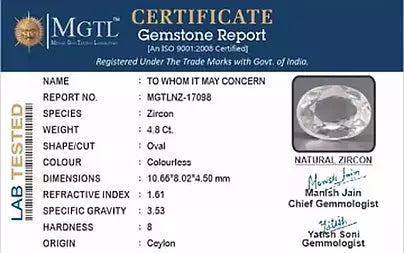 White Zircon (Jarkan) - 4.80 Carats
