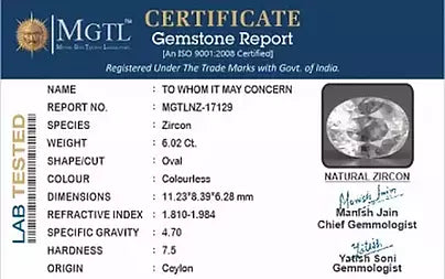 White Zircon (Jarkan) - 6.02 Carats