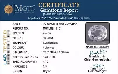 White Zircon (Jarkan) - 10.90 Carats