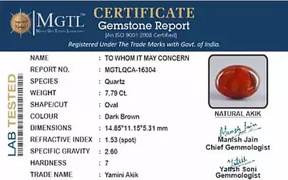7.79 Carats Oval Yamini Hakik
