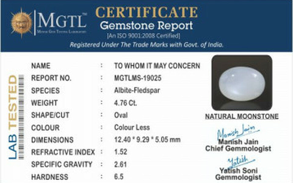 White Moonstone - 4.76 Carats