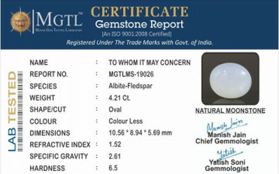 White Moonstone - 4.21 Carats