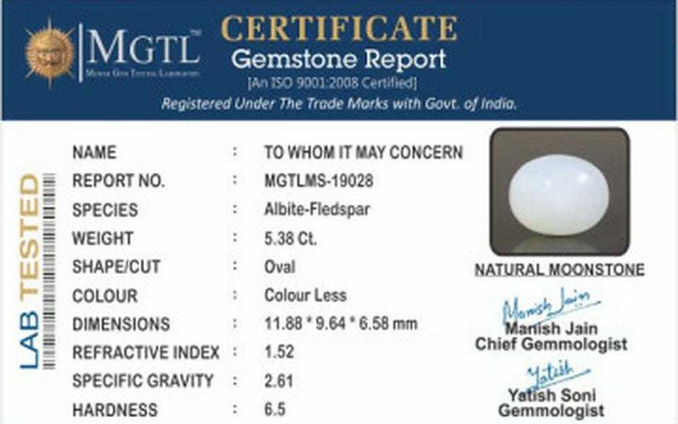 White Moonstone - 5.38 Carats
