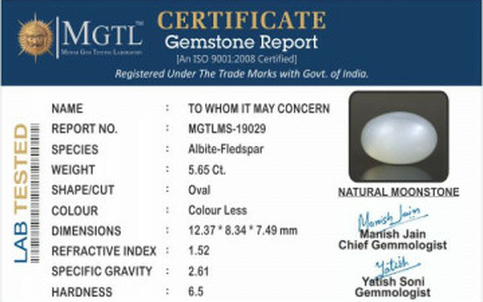 White Moonstone - 5.65 Carats