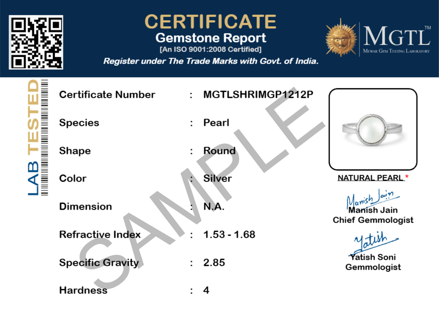 Stylish Sterling Silver Pearl Gemstone Ring for Women