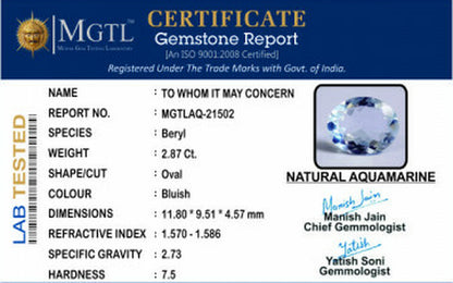 Aquamarine - 2.87 Carats