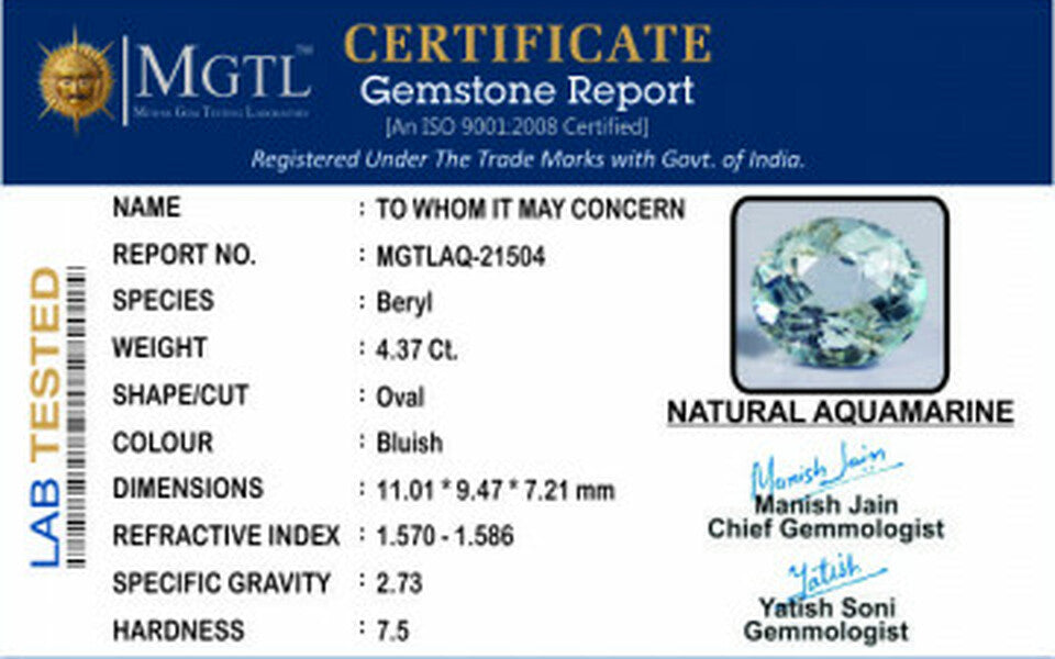 Aquamarine - 4.37 Carats