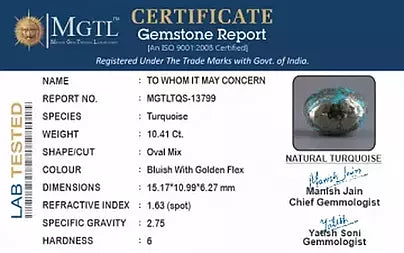 Turquoise - 10.41 Carats ( Firoza - 11.35 Ratti )