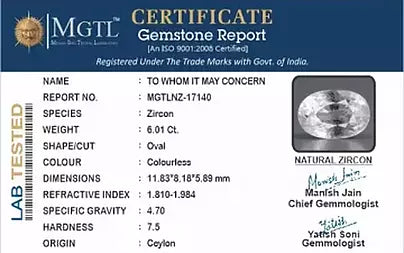 White Zircon (Jarkan) - 6.01 Carats