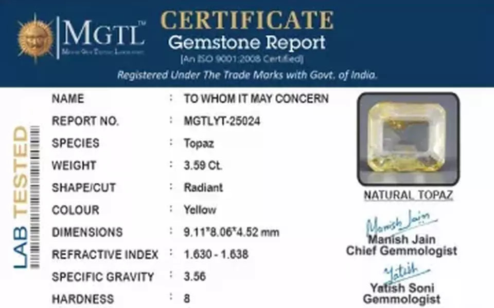 Yellow Topaz - 3.59 Carats